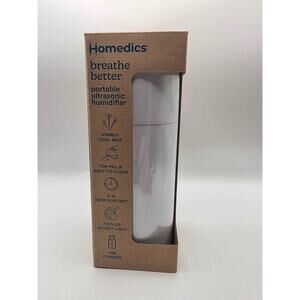 Homedics Breathe Better Portable Ultrasonic Humidifier in White. USB